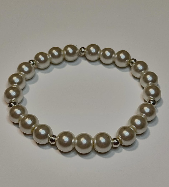 8mm Seafoam Glass Pearl Bracelet